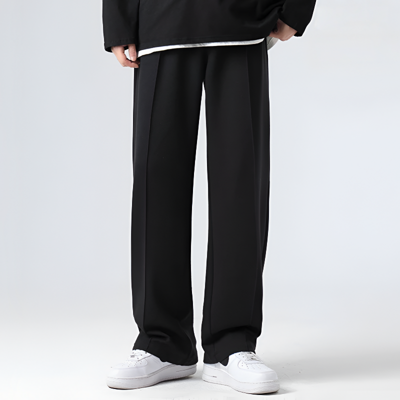 Henry Loose Pleated Trousers | Solid Full-Length Trousers