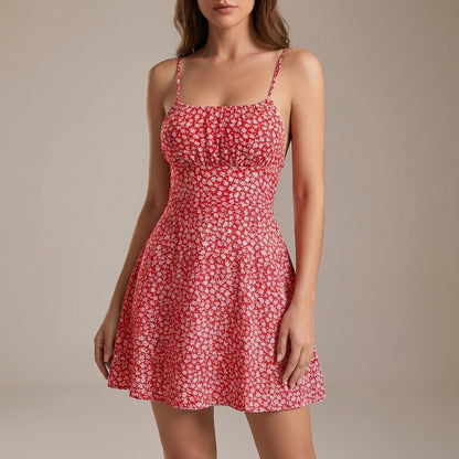 Daisy A-Line Mini Dress | Spaghetti Strap Ruched Bust Dress