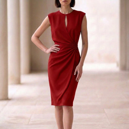 Isla Tailored Wrap-Effect Dress | Sleeveless Keyhole Neck Dress