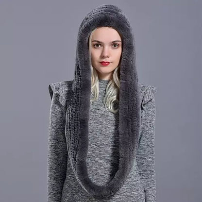 Isla Draped Hooded Scarf | Fur Trim Head And Neck Coverage Scarf