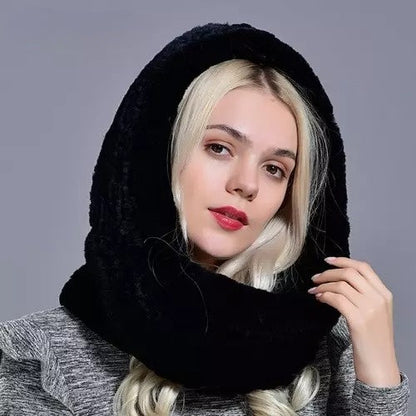 Isla Draped Hooded Scarf | Fur Trim Head And Neck Coverage Scarf
