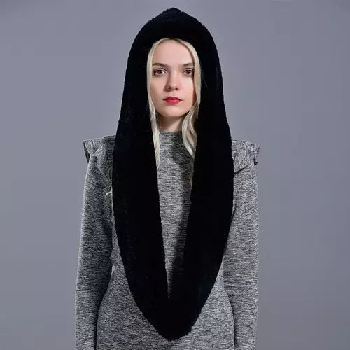 Isla Draped Hooded Scarf | Fur Trim Head And Neck Coverage Scarf
