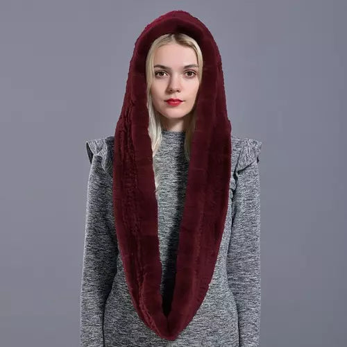 Isla Draped Hooded Scarf | Fur Trim Head And Neck Coverage Scarf
