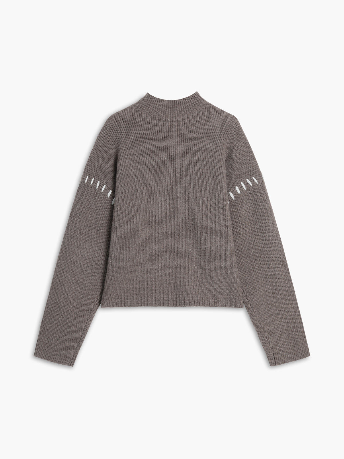 Isla Oversized Mock Neck Sweater | Ribbed Knit Contrast Stitching Sweater