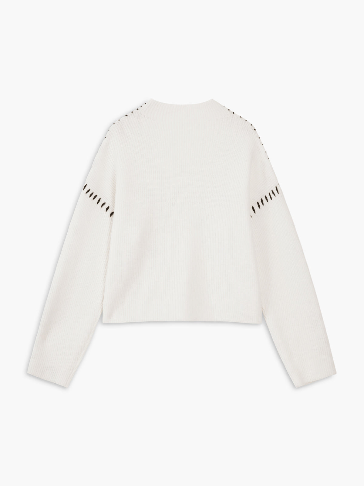 Isla Oversized Mock Neck Sweater | Ribbed Knit Contrast Stitching Sweater