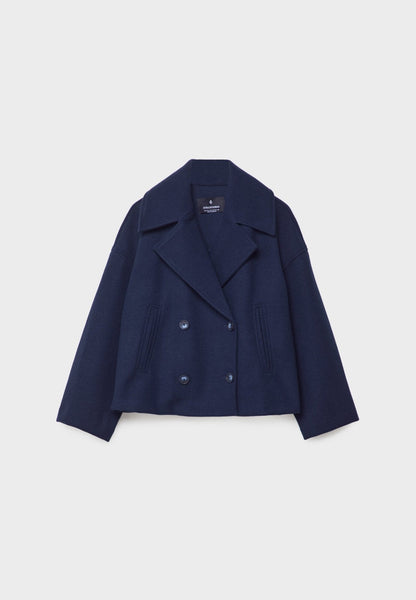Viola Cropped Double-Breasted Jacket | Collared Relaxed Fit Jacket