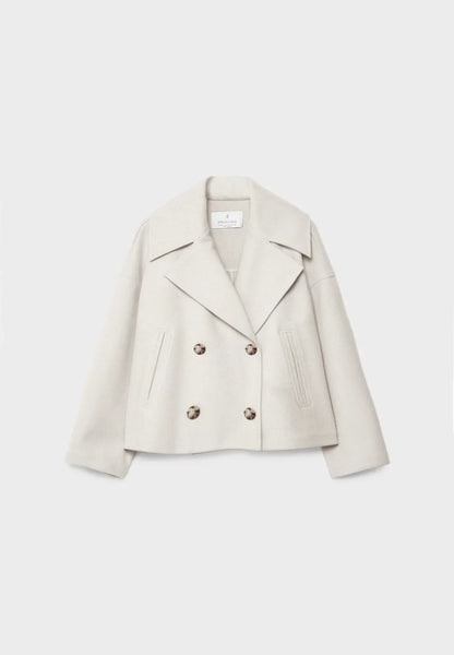 Viola Cropped Double-Breasted Jacket | Collared Relaxed Fit Jacket
