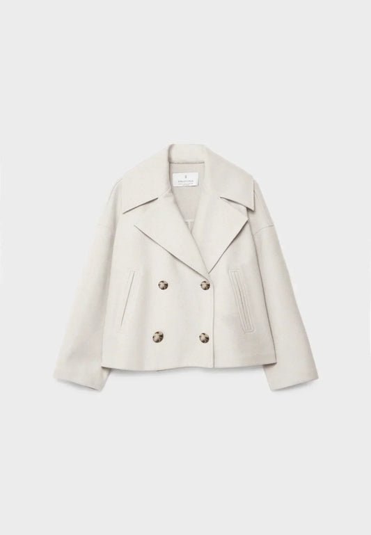 Viola Cropped Double-Breasted Jacket | Collared Relaxed Fit Jacket