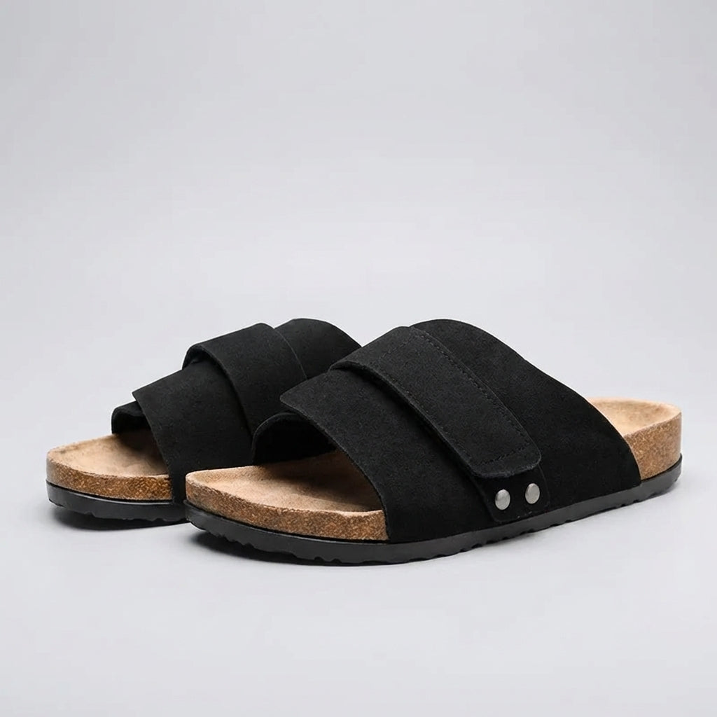 Oscar Orthopedic Slide Sandal | Adjustable Strap Cork Footbed Slide Sandal