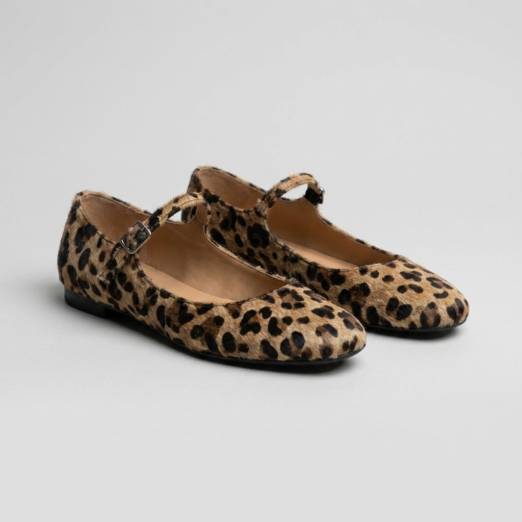 Isla Leopard Print Buckle Closure Mary Jane Flats | Everyday Flats