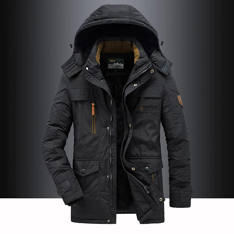 Archie Hooded Relaxed Fit Winter Jacket | Fleece Lined Quilted Shoulders Jacket