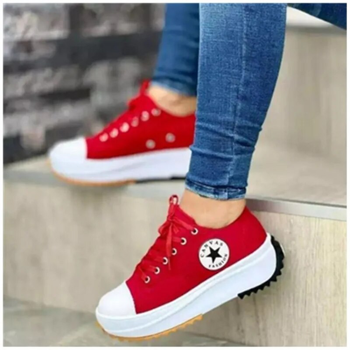 Isabella Cotton Chunky Sole Sneakers | Platform Lace-Up Sneakers