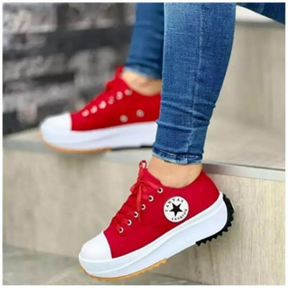 Isabella Cotton Chunky Sole Sneakers | Platform Lace-Up Sneakers