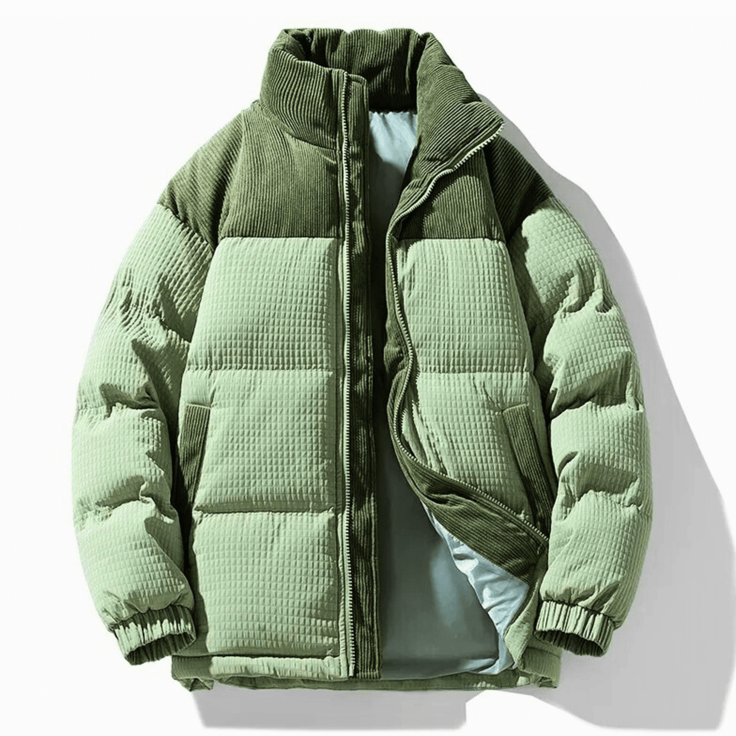 Oliver Oversized Puffer Jacket | Quilted Corduroy Panels Puffer Jacket