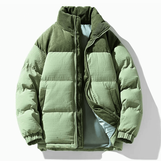 Oliver Oversized Puffer Jacket | Quilted Corduroy Panels Puffer Jacket