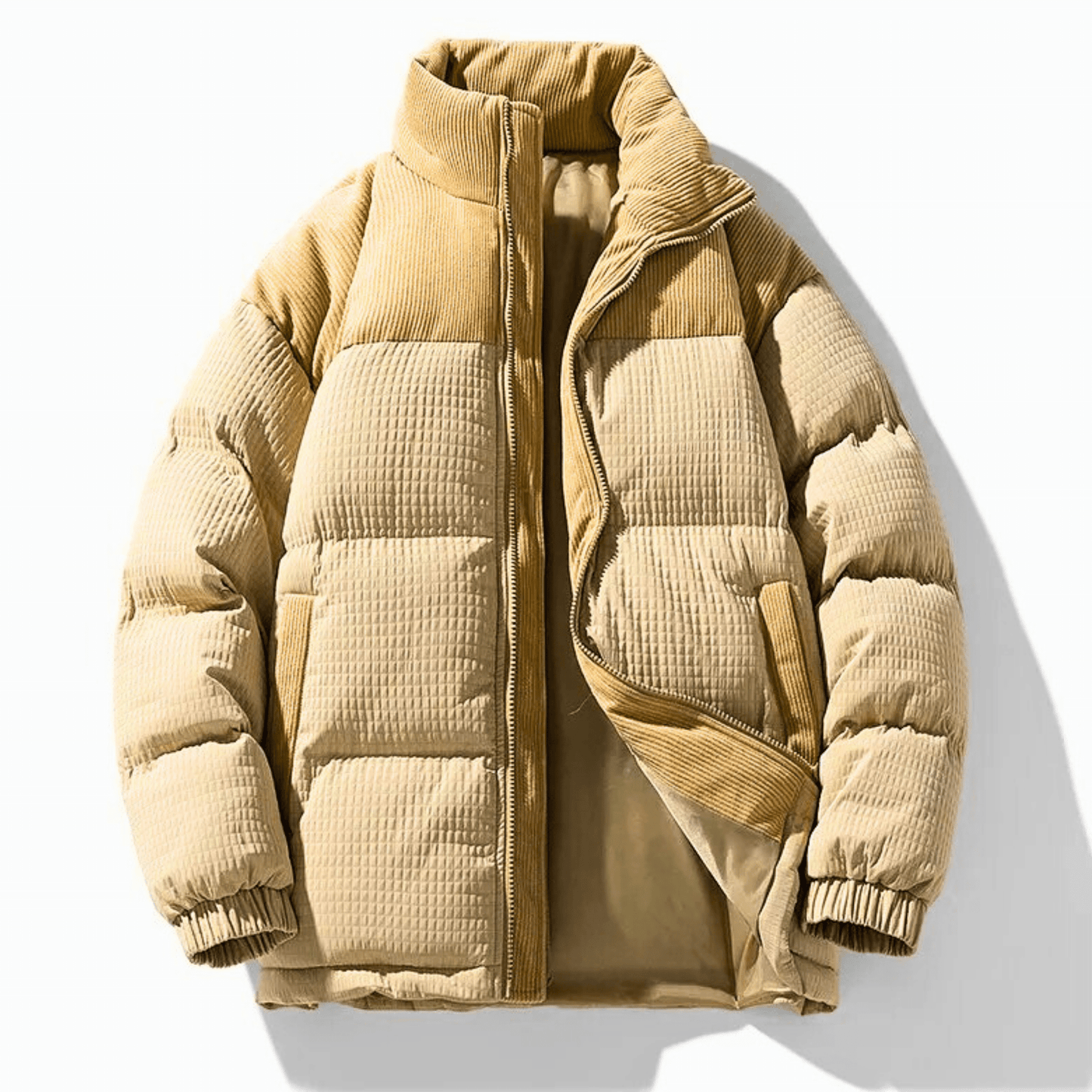 Oliver Oversized Puffer Jacket | Quilted Corduroy Panels Puffer Jacket