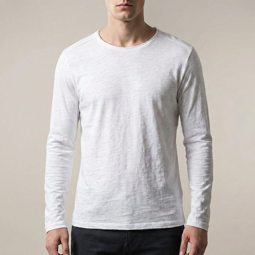 Oscar Regular Fit Long Sleeve T-Shirt | Solid Crewneck Long Sleeve T-Shirt
