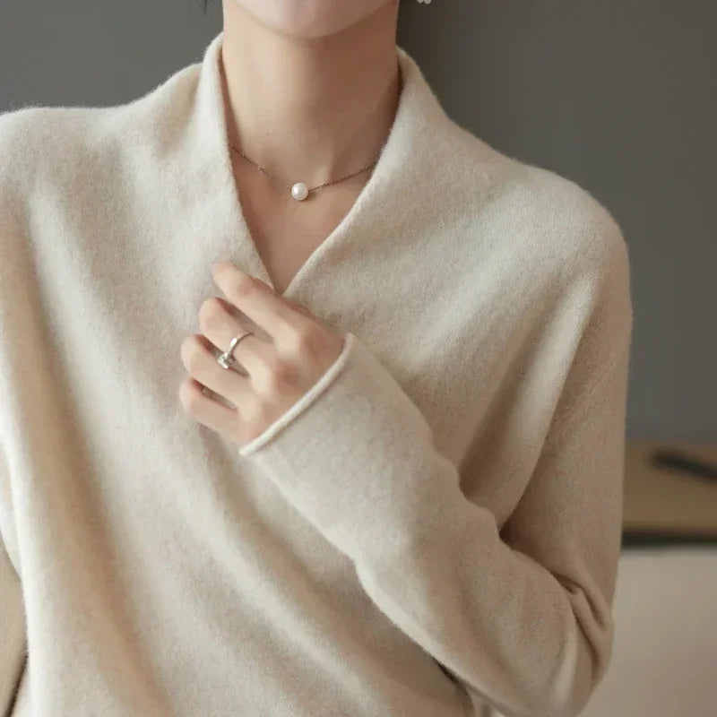 Sofia Relaxed Fit Wrap Sweater | V-Neck Long Sleeve Sweater