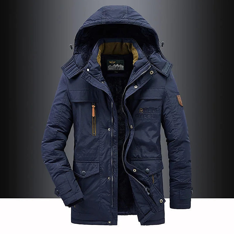 Archie Hooded Relaxed Fit Winter Jacket | Fleece Lined Quilted Shoulders Jacket